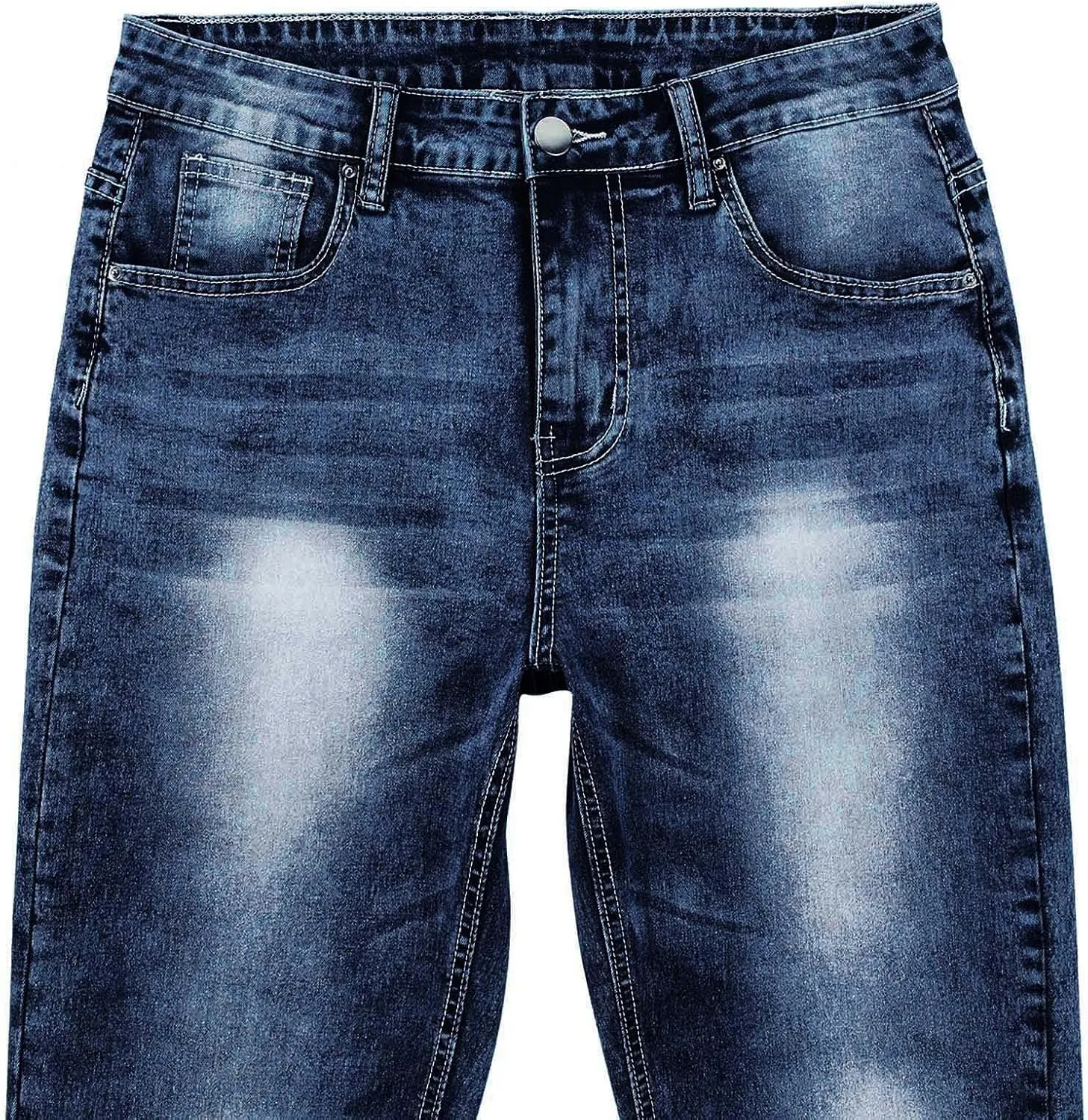 Men's Classic Relaxed Fit Waist Solid Color Slim Toe Jeans Loose Wide Men's Pants Stretch Jeans for Men Fitted Jeans