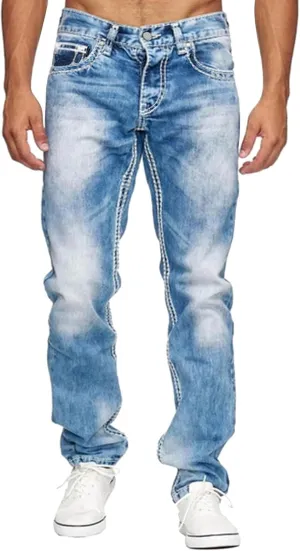 Men's Classic Relaxed Fit Waist Solid Color Slim Toe Jeans Loose Wide Men's Pants Stretch Jeans for Men Fitted Jeans