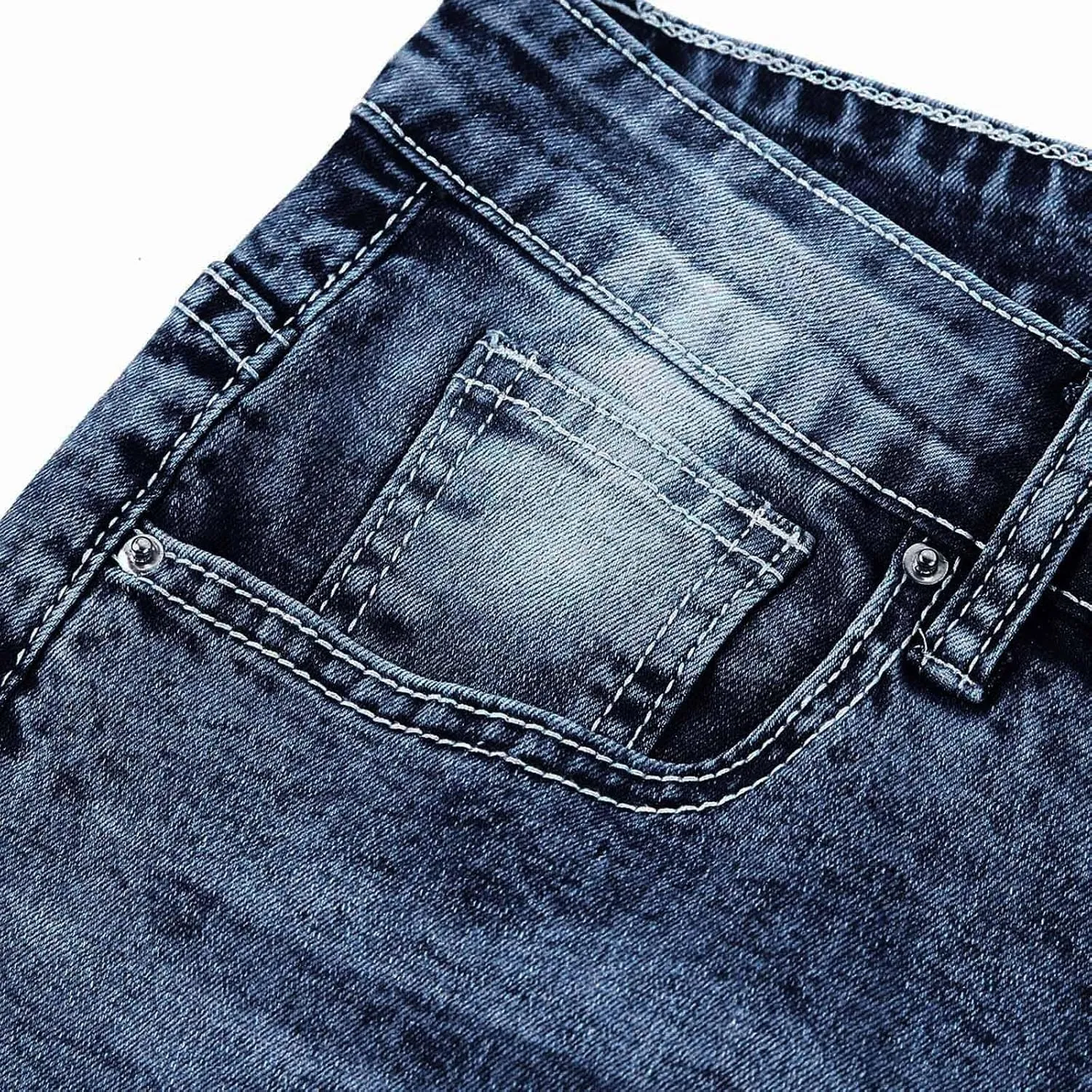 Men's Classic Relaxed Fit Waist Solid Color Slim Toe Jeans Loose Wide Men's Pants Stretch Jeans for Men Fitted Jeans