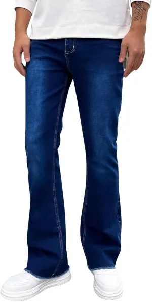 Men's Classic Relaxed Fit Waist Solid Color Slim Toe Jeans Loose Wide Men's Pants Stretch Jeans for Men Fitted Jeans