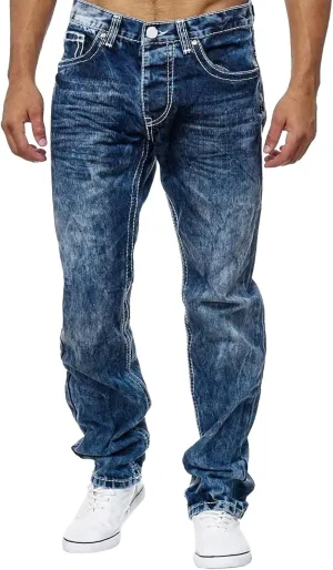 Men's Classic Relaxed Fit Waist Solid Color Slim Toe Jeans Loose Wide Men's Pants Stretch Jeans for Men Fitted Jeans