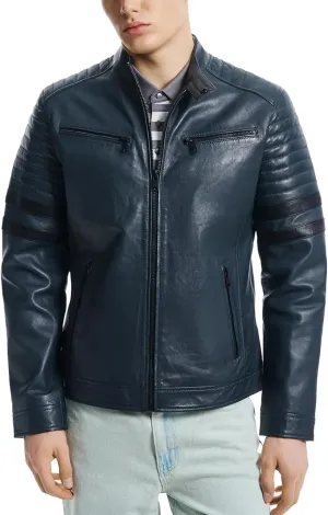 Men's Premium Cafe Racer Motorcycle Genuine Leather Retro Style Biker Jacket - Leather Jackets for Men