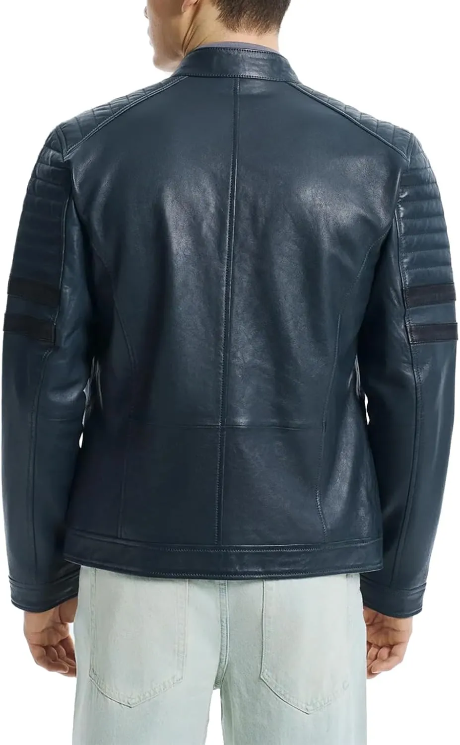 Men's Premium Cafe Racer Motorcycle Genuine Leather Retro Style Biker Jacket - Leather Jackets for Men