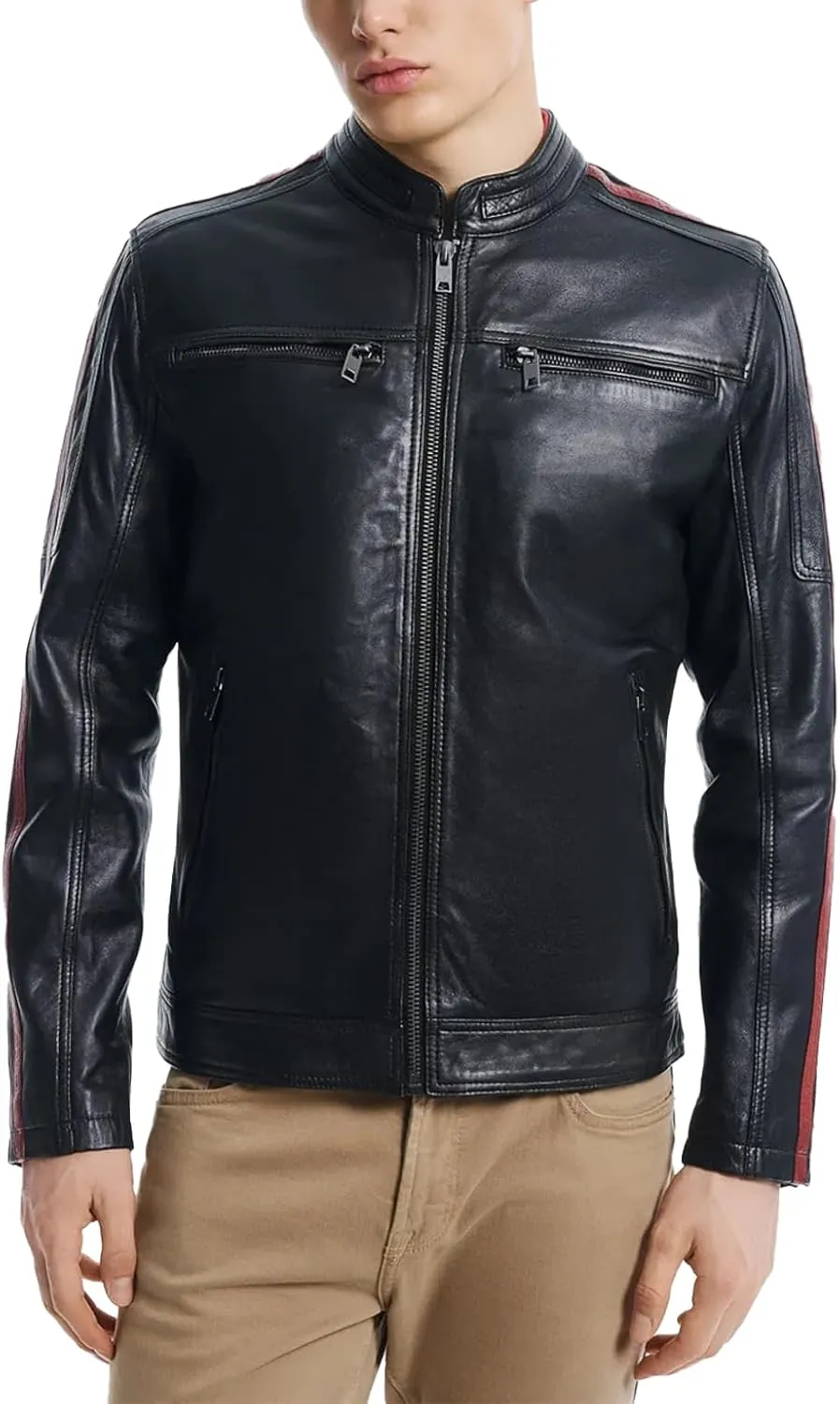Men's Premium Cafe Racer Motorcycle Genuine Leather Retro Style Biker Jacket - Leather Jackets for Men