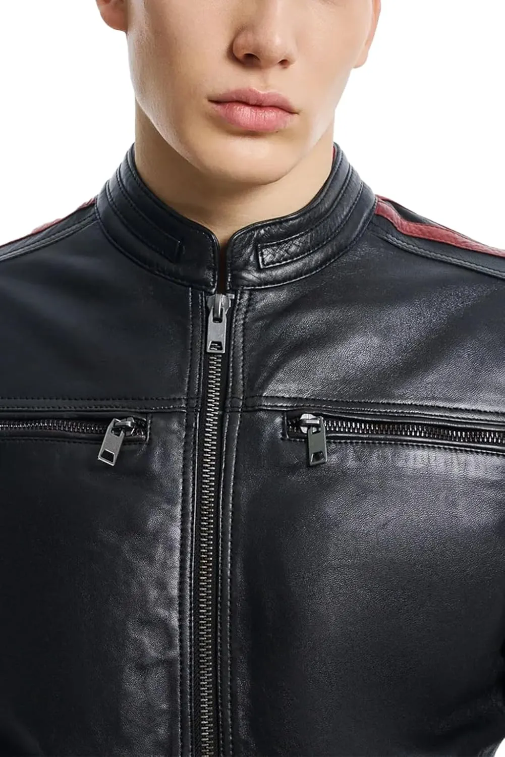 Men's Premium Cafe Racer Motorcycle Genuine Leather Retro Style Biker Jacket - Leather Jackets for Men