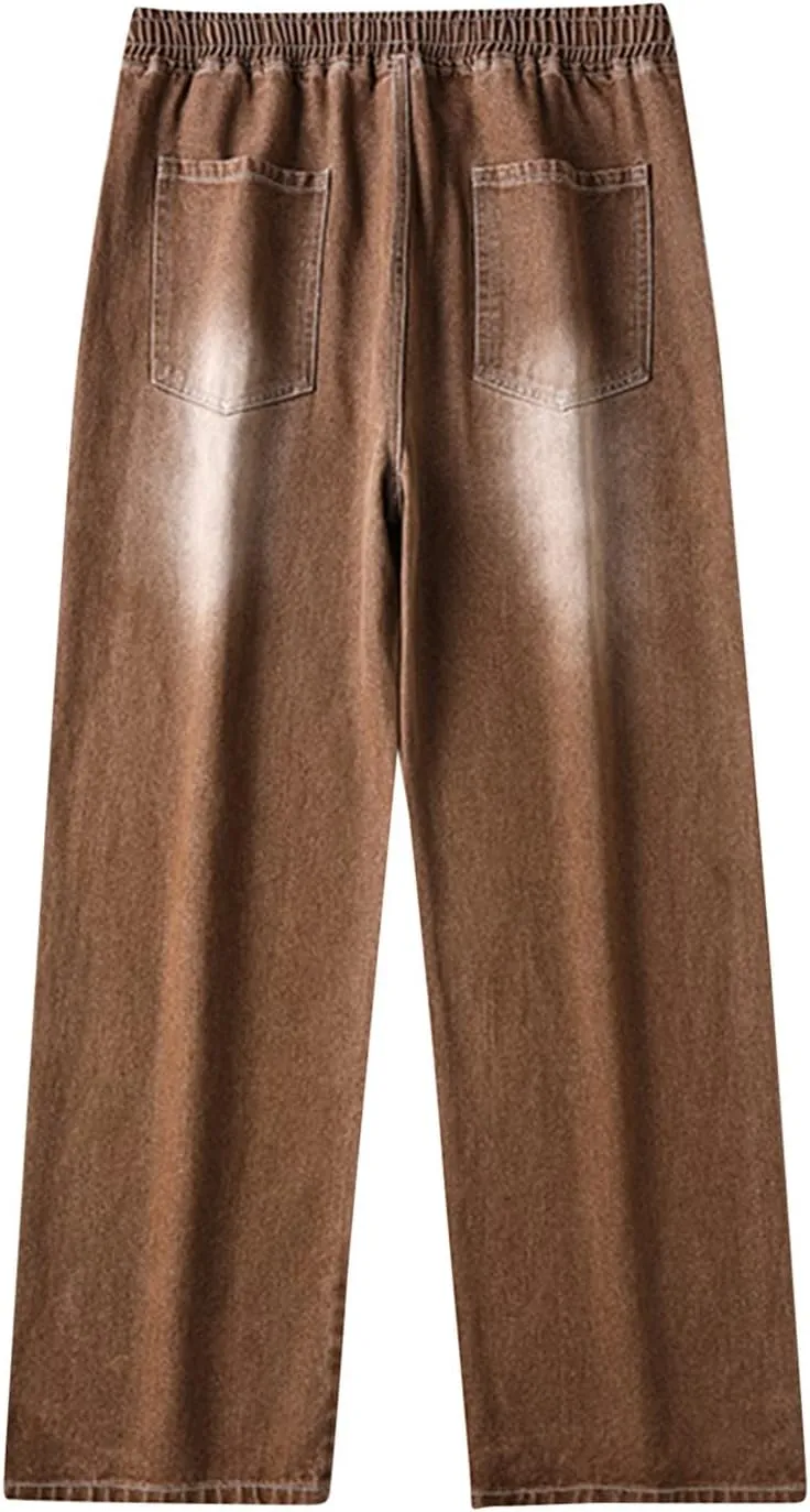 Men's Regular Fit All Retro Old Men and Women Straight Korean Version Boys Casual Trousers Denim Pants Man Jeans
