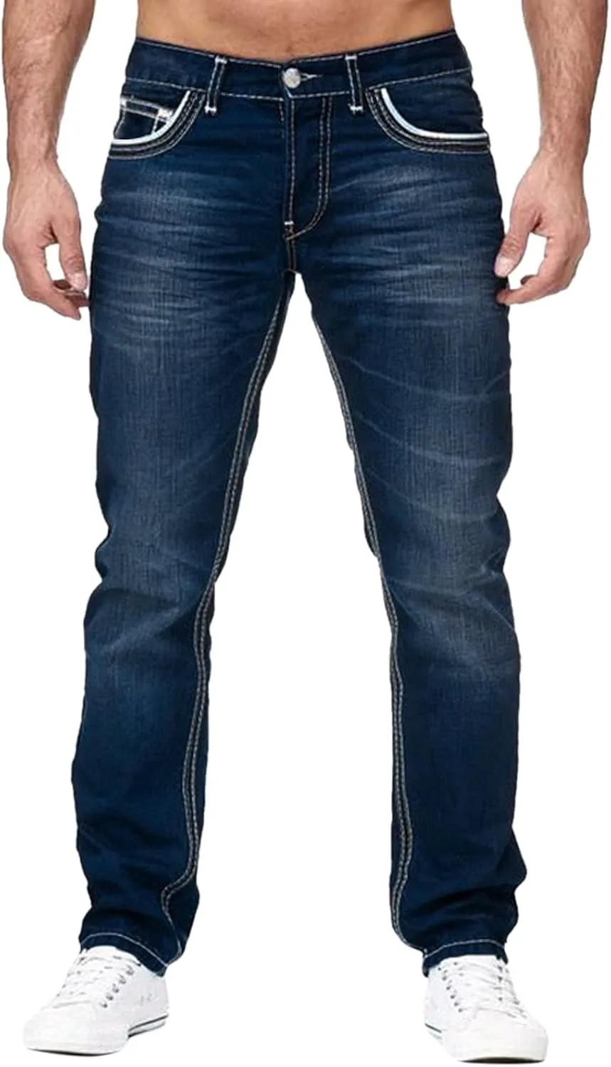 Men's Regular Fit All Retro Old Men and Women Straight Korean Version Boys Casual Trousers Denim Pants Man Jeans