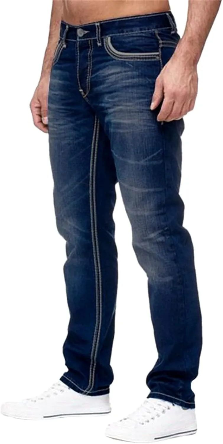 Men's Regular Fit All Retro Old Men and Women Straight Korean Version Boys Casual Trousers Denim Pants Man Jeans