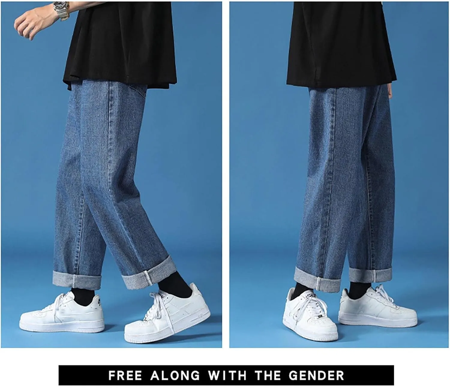 Men's Regular Fit All Retro Old Men and Women Straight Korean Version Boys Casual Trousers Denim Pants Man Jeans