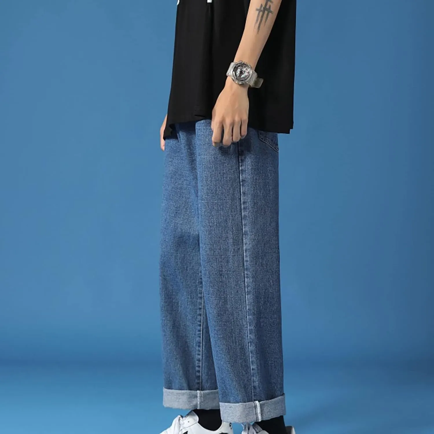 Men's Regular Fit All Retro Old Men and Women Straight Korean Version Boys Casual Trousers Denim Pants Man Jeans