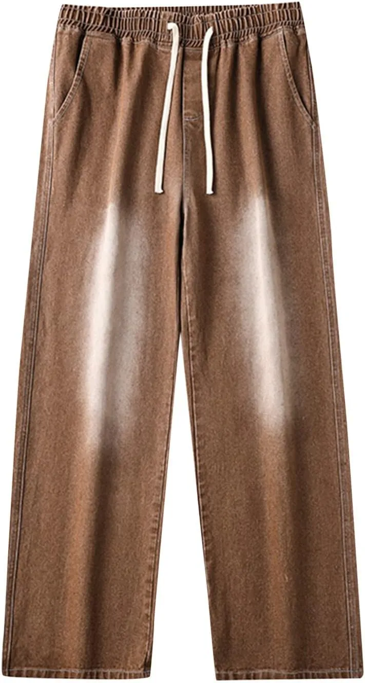 Men's Regular Fit All Retro Old Men and Women Straight Korean Version Boys Casual Trousers Denim Pants Man Jeans