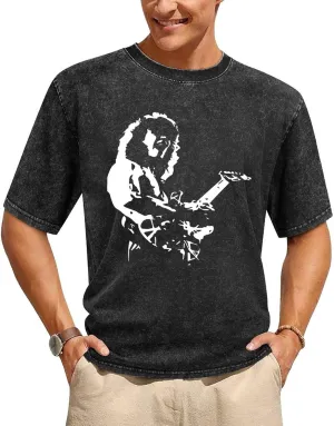 Men's Rock Legend Graphic Print Vintage Top Oversized Cut Short Sleeve for Casual Wear