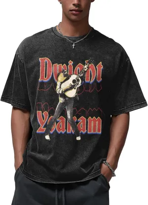 Men's Singer Pattern Shirt Country Music Singer Graphic T-Shirt Drop Shoulder Washed Style Short Sleeve Printed Top