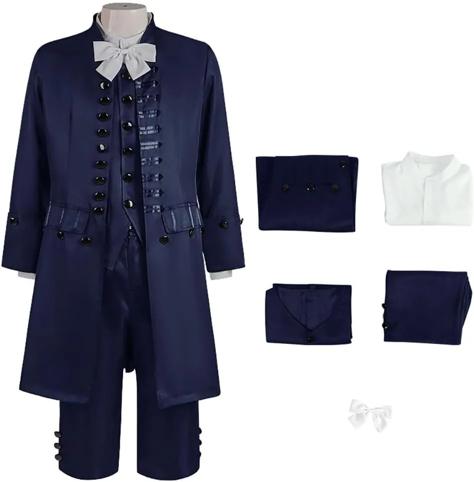 Men's Victorian Medieval Rococo Court Style Prince Cosplay Shirt Vest Pants Uniform 18th Century Victorian Halloween Costume