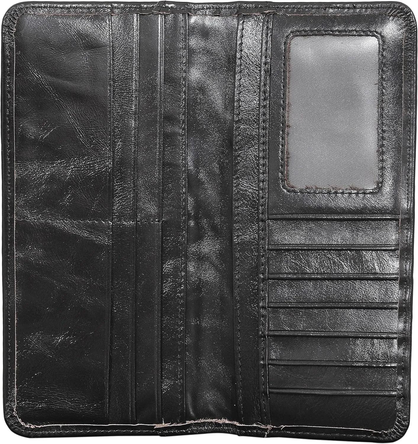 Men's Vintage Genuine Leather Long Wallets Bifold Wallet For Men