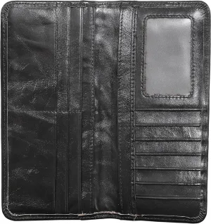 Men's Vintage Genuine Leather Long Wallets Bifold Wallet For Men