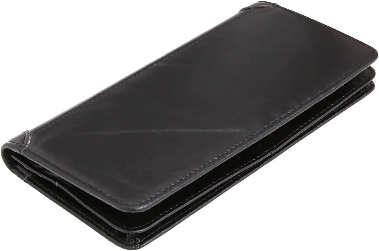 Men's Vintage Genuine Leather Long Wallets Bifold Wallet For Men