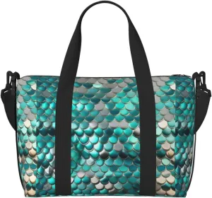 Mermaid Scale print Handbag Crossbody Travelling Weekend Overnight Carry On Bag Sports Tote Gym Bag