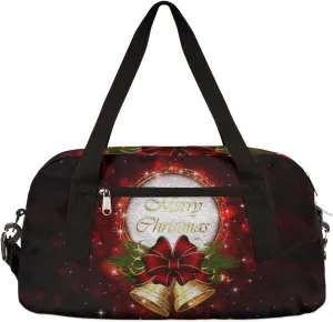 Merry Christmas Xmas Bell Kids Duffel Bag for Girls Boys Teens, Christmas Oil Painting Dance Bag Overnight Small Duffel Bag Carry On Weekend Sports Gym Travel Bag for School Practice Gymnastics Ballet