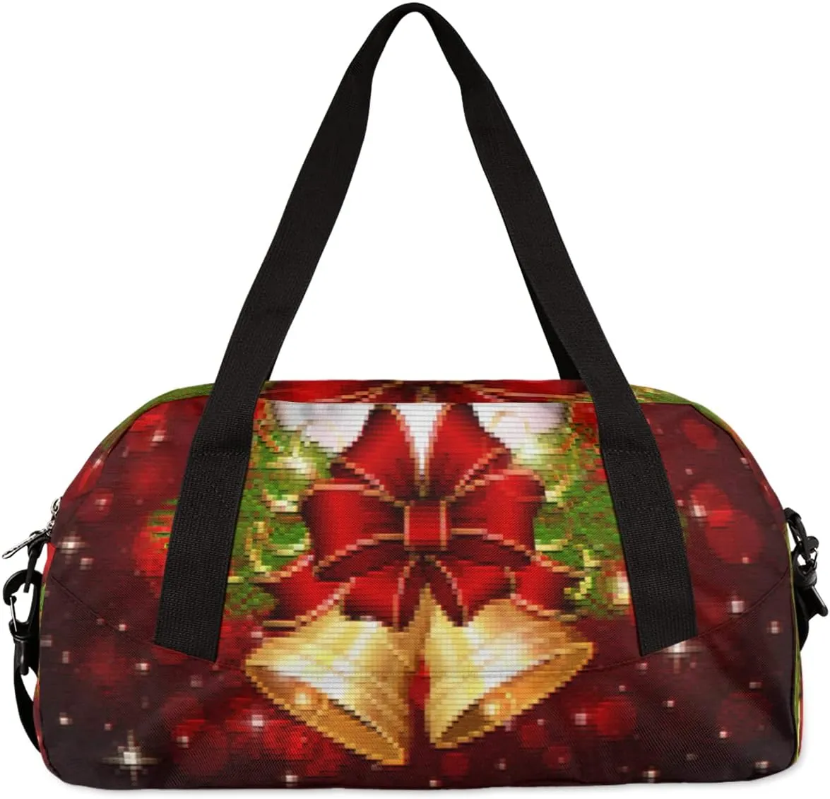 Merry Christmas Xmas Bell Kids Duffel Bag for Girls Boys Teens, Merry Christmas Dance Bag Overnight Small Duffel Bag Carry On Weekend Sports Gym Travel Bag for School Practice Gymnastics Ballet