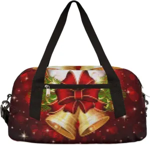 Merry Christmas Xmas Bell Kids Duffel Bag for Girls Boys Teens, Merry Christmas Dance Bag Overnight Small Duffel Bag Carry On Weekend Sports Gym Travel Bag for School Practice Gymnastics Ballet