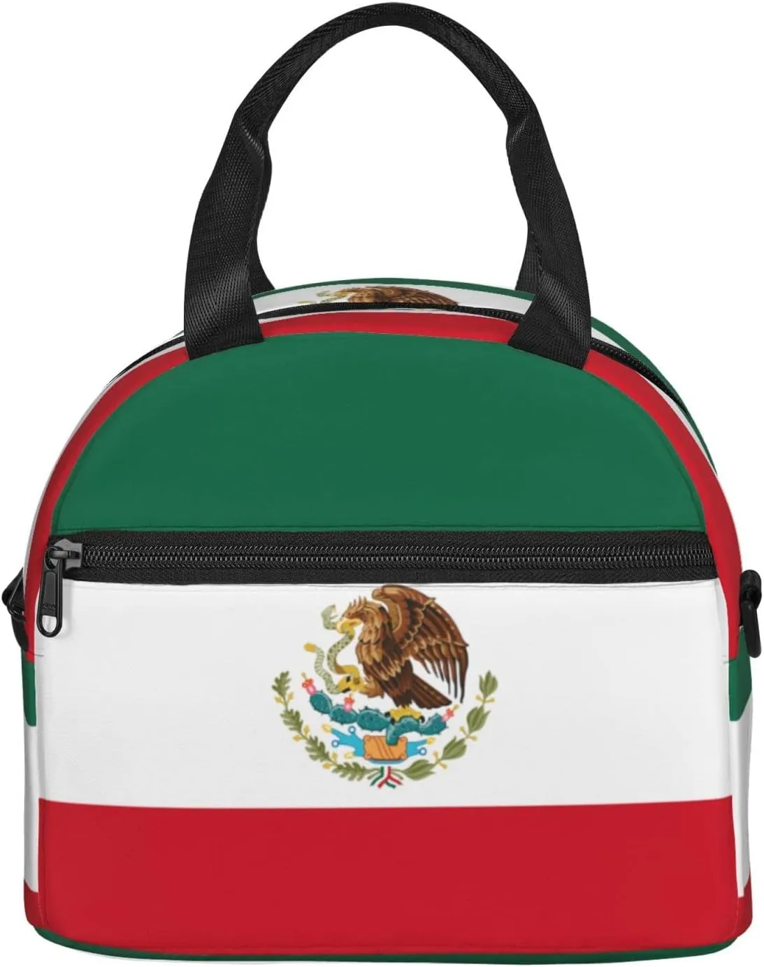 Mexican flag Insulated Lunch Bag,Waterproof Thermal Meal Tote,Adjustable Shoulder Strap and Reusable Lunch Box For Women,kids,Men -Work,School, Picnics,Travel,Beach,Fishing