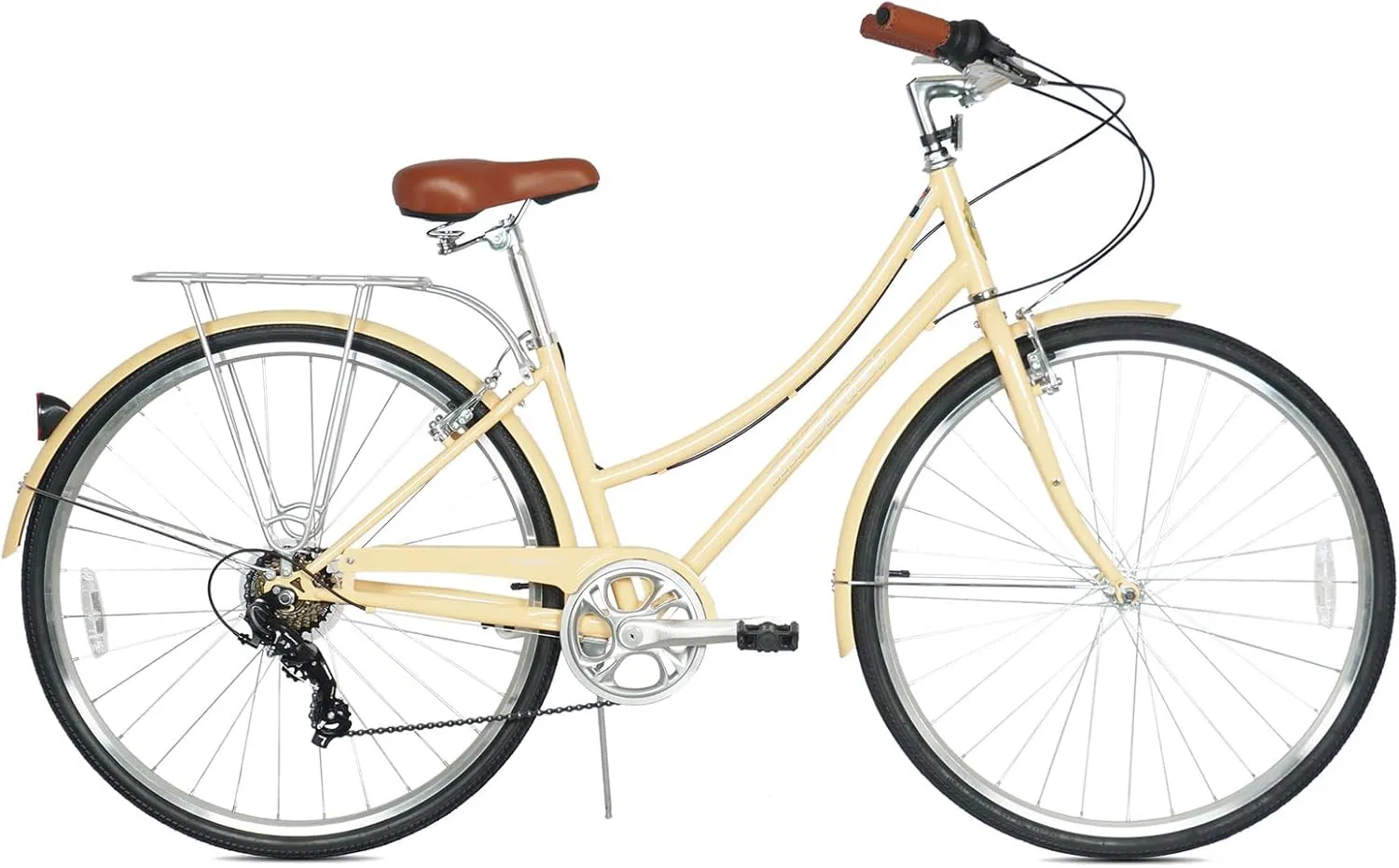 MICARGI Kansans Beach Cruiser Bike 7 Speed Leather Grips and Seat Cushion V-Brake for Adults