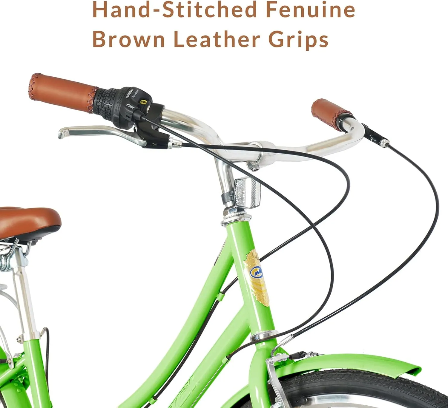MICARGI Kansans Beach Cruiser Bike 7 Speed Leather Grips and Seat Cushion V-Brake for Adults