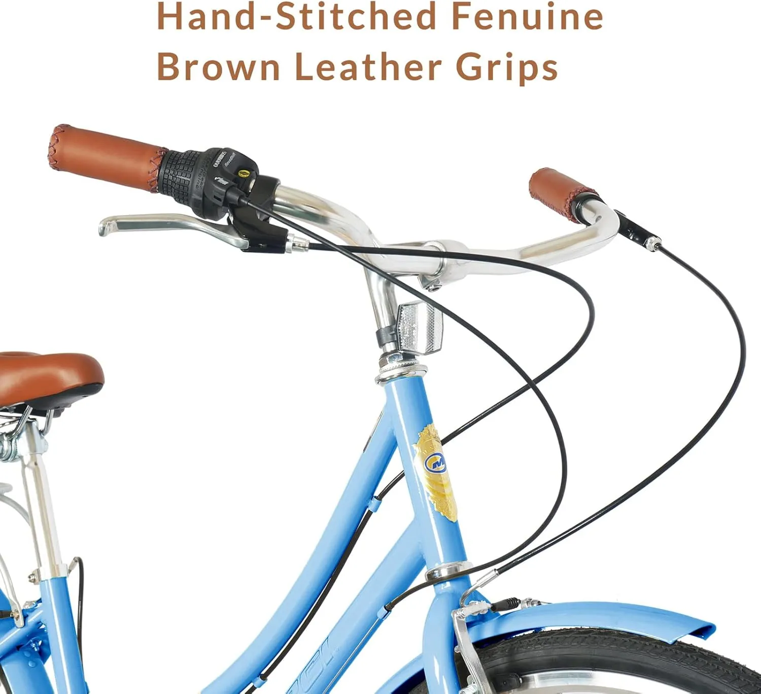 MICARGI Kansans Beach Cruiser Bike 7 Speed Leather Grips and Seat Cushion V-Brake for Adults