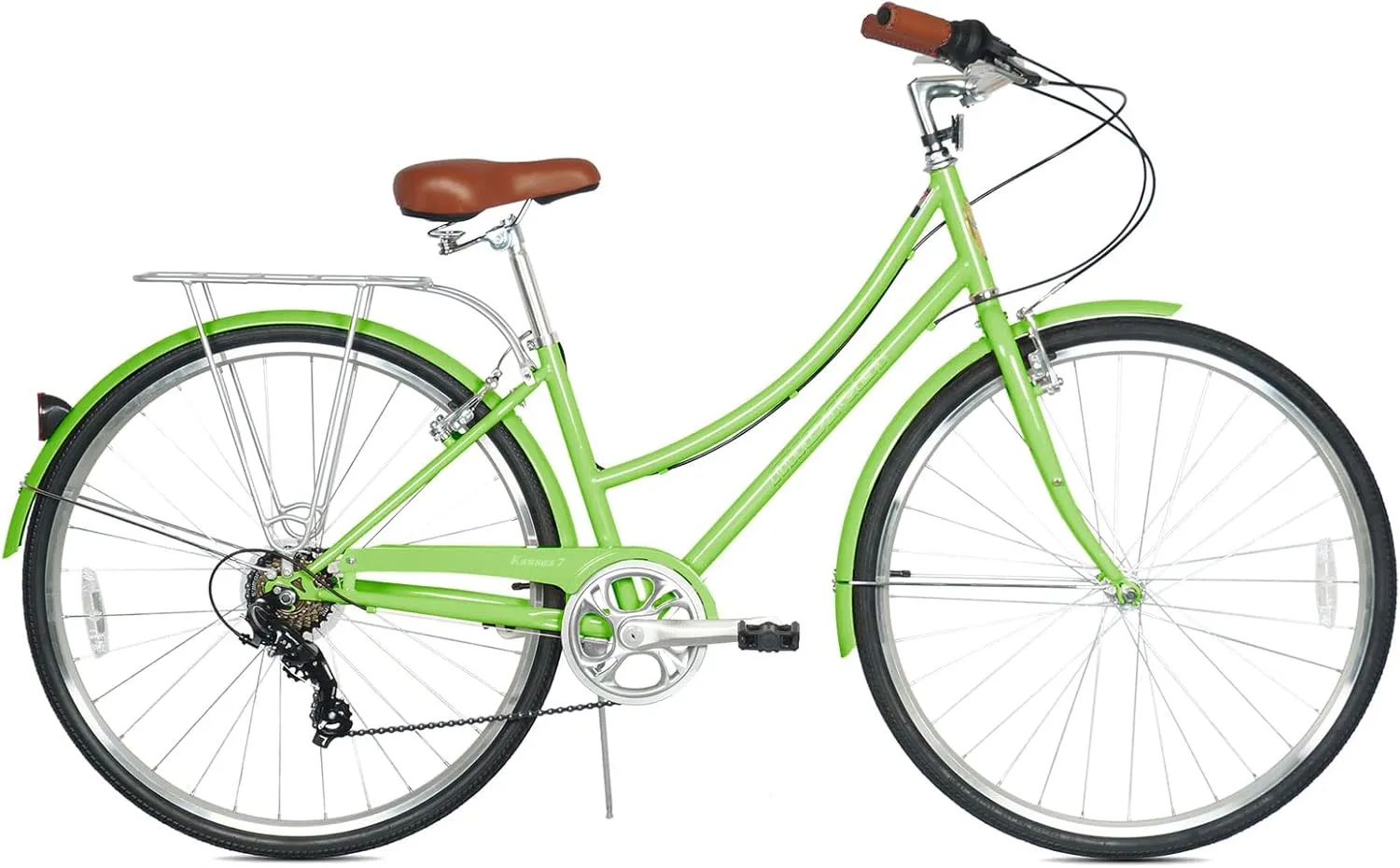 MICARGI Kansans Beach Cruiser Bike 7 Speed Leather Grips and Seat Cushion V-Brake for Adults