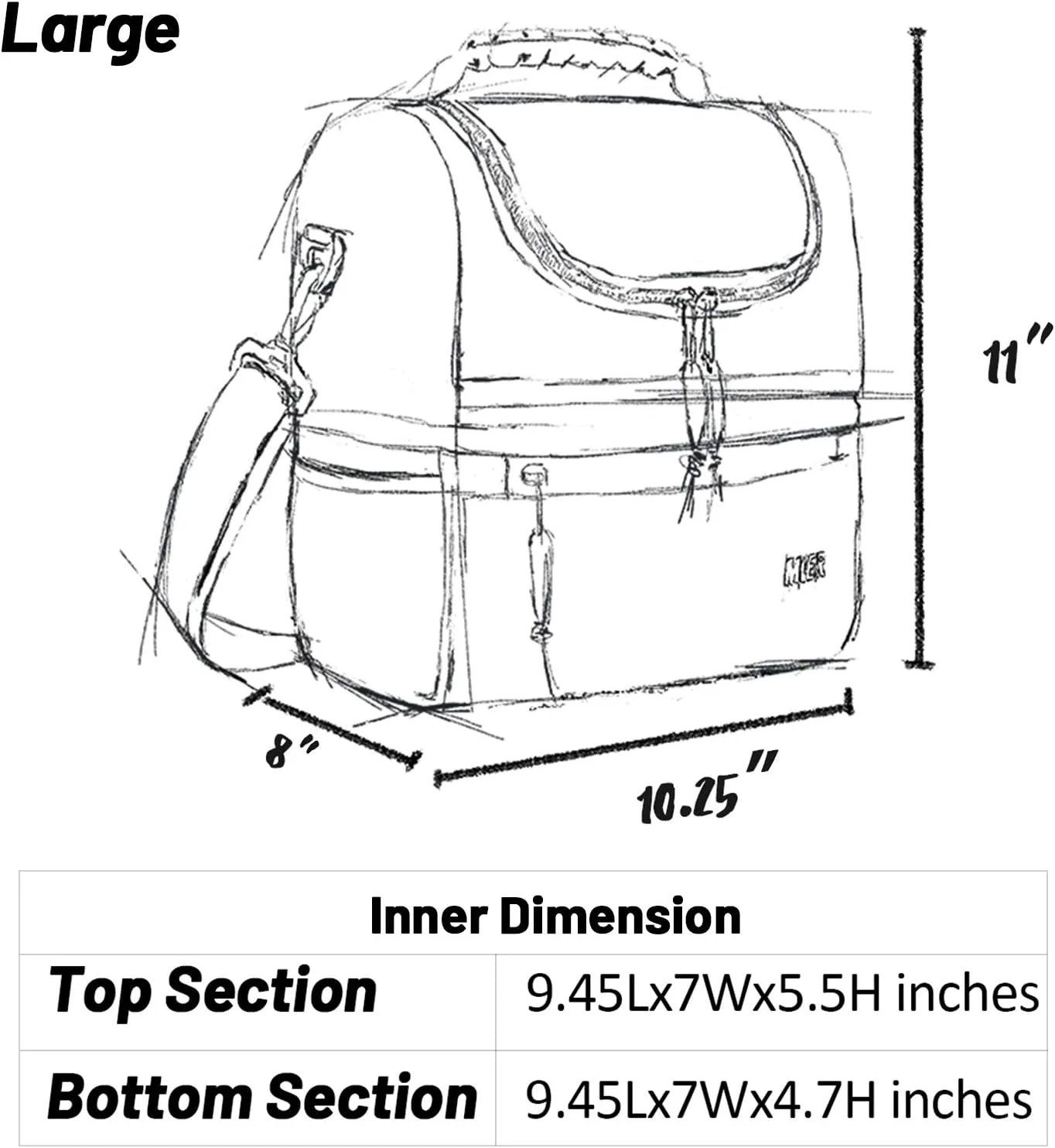 MIER Adult Lunch Box Insulated Lunch Bag Large Cooler Tote Bag for Men Women to Work Travel Daytrip, Double Deck Cooler (Navy, Large)