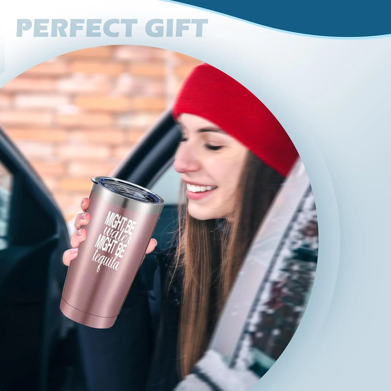 Might Be Water Might Be Tequila 20 Oz Insulated Tumblers with Lid & Straw | Travel Coffee Mugs | Novelty Birthday Gifts For Women