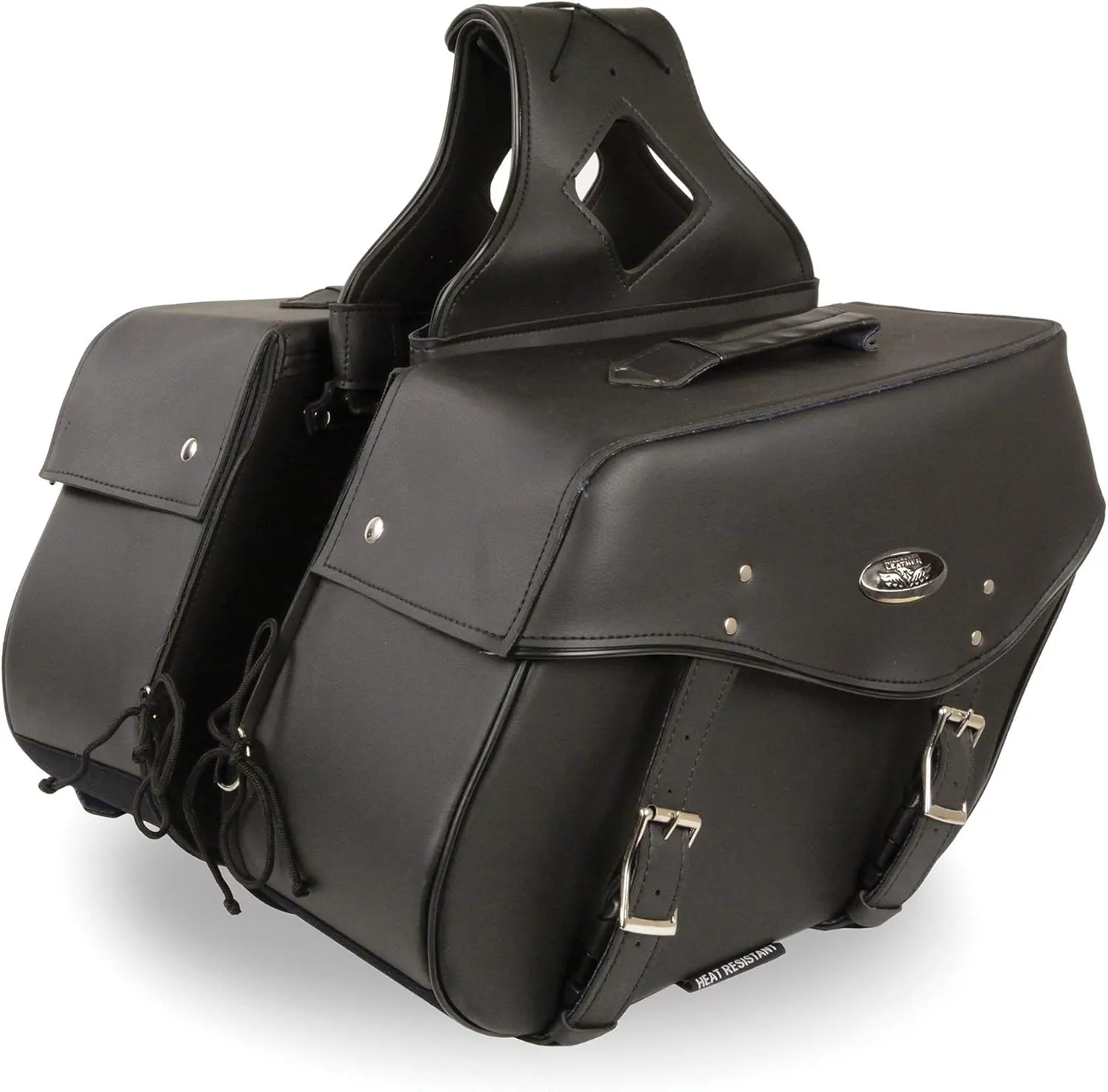 Milwaukee Leather SH55302ZB Black Large Zip-Off PVC Throw Over Saddlebags - One Size