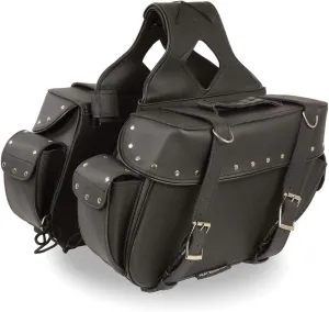 Milwaukee Leather SH574ZB Black Large Zip-Off PVC Throw Over Riveted Motorcycle Saddlebags - One Size