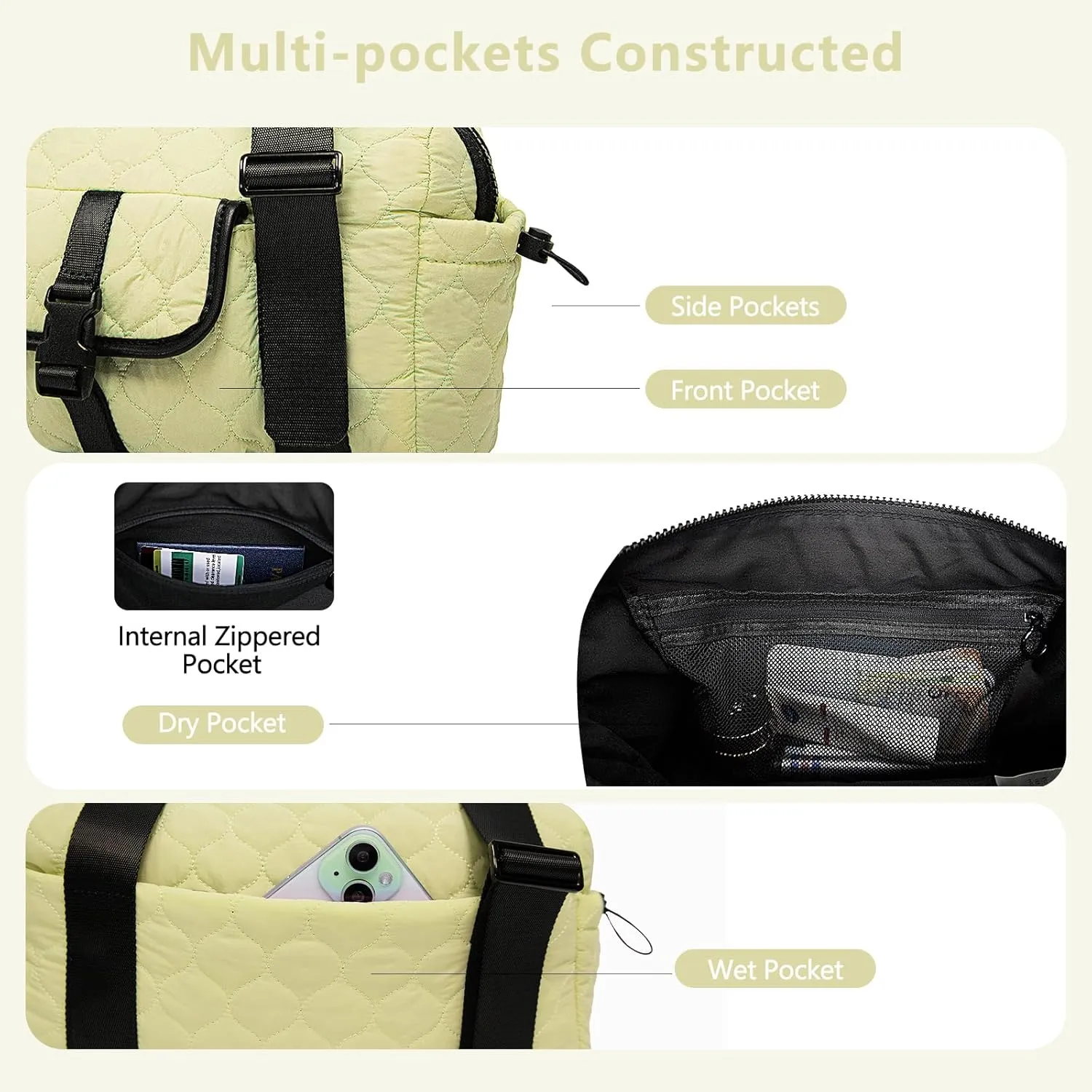 Mini gym bag for Women Waterproof Travel Duffle Bag Tote bag with Wet Compartments Small Workout Sport Bag for Girls (Light Green)