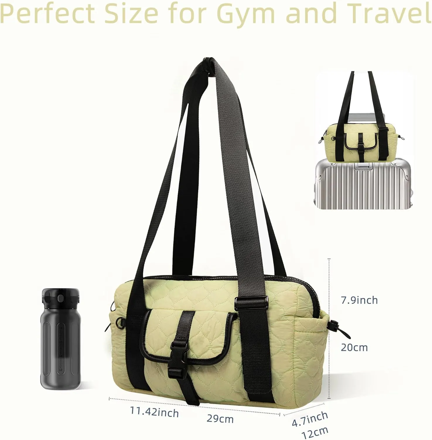 Mini gym bag for Women Waterproof Travel Duffle Bag Tote bag with Wet Compartments Small Workout Sport Bag for Girls (Light Green)