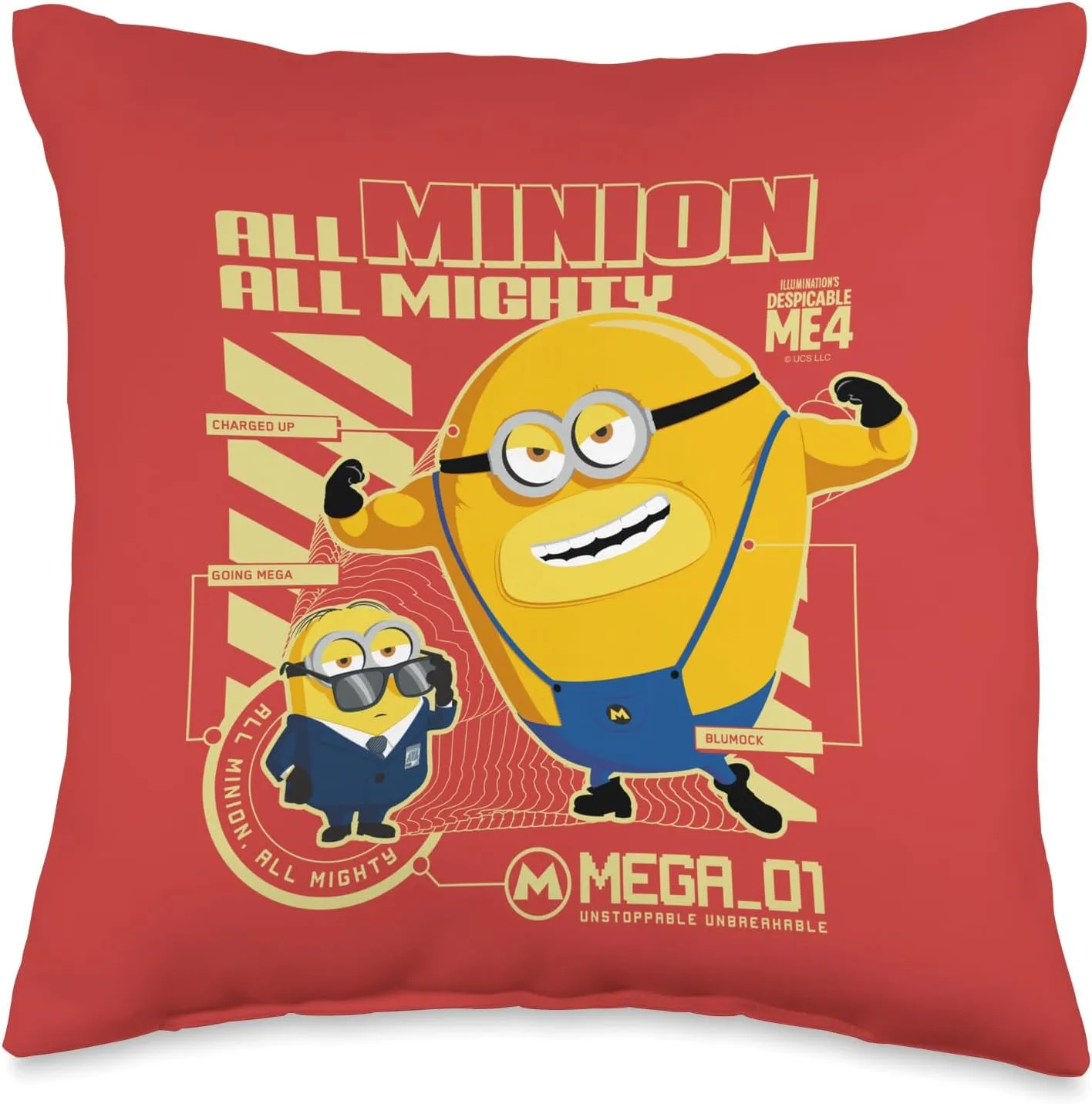Minions Despicable Me 4 All Mighty All Minion Throw Pillow