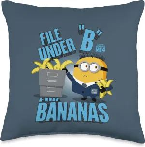 Minions Despicable Me 4 File Under B for Bananas Throw Pillow
