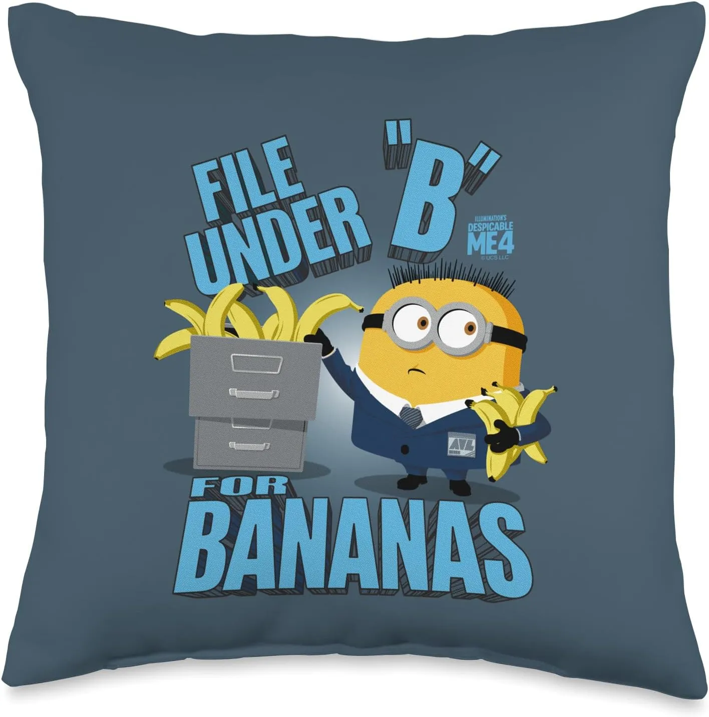 Minions Despicable Me 4 File Under B for Bananas Throw Pillow