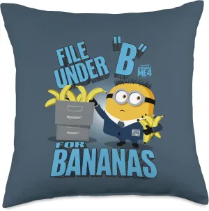 Minions Despicable Me 4 File Under B for Bananas Throw Pillow