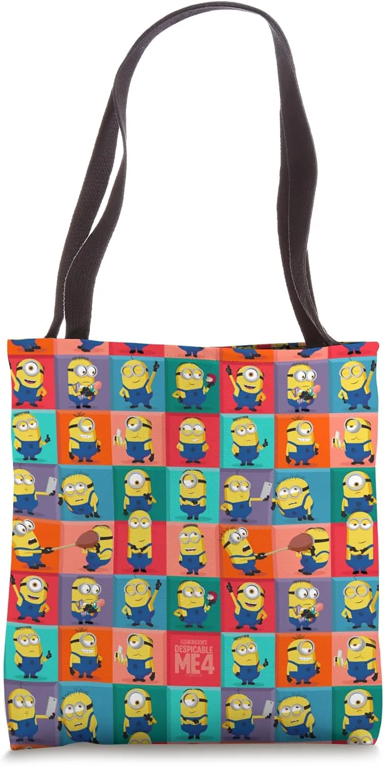 Minions Despicable Me 4 Minions Squares all over print Tote Bag