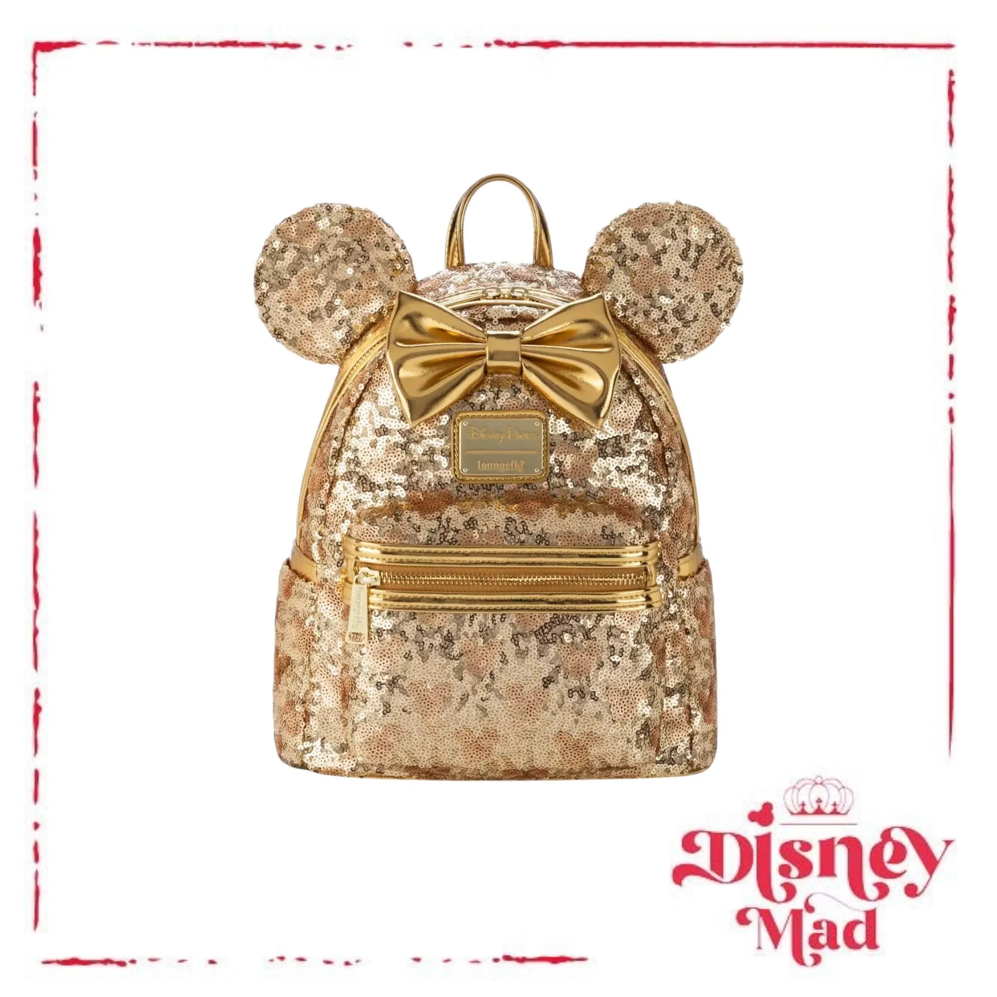 Minnie Mouse Gold Sequin Loungefly Mini Backpack - Disney Parks