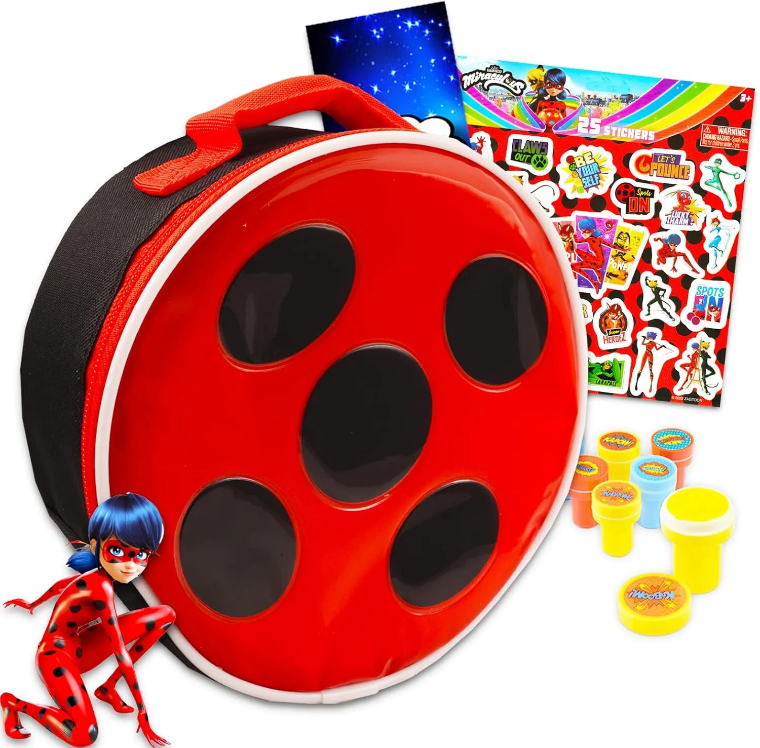 Miraculous Ladybug Lunch Box Set - Bundle with Round Insulated Lunch Bag with Stickers, and More | Miraculous Ladybug School Supplies for Kids