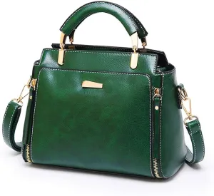 Mn&Sue Women's Stylish Vintage Satchel Purse - Elegant PU Leather Top Handle Shoulder Bag for Work, Casual & Daily Use