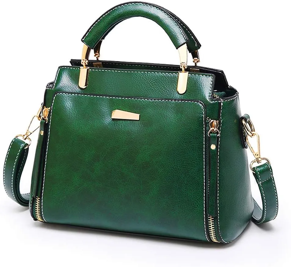Mn&Sue Women's Stylish Vintage Satchel Purse - Elegant PU Leather Top Handle Shoulder Bag for Work, Casual & Daily Use