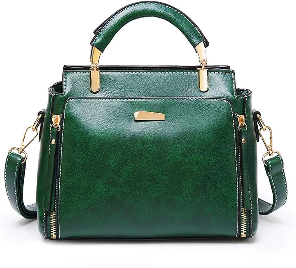 Mn&Sue Women's Stylish Vintage Satchel Purse - Elegant PU Leather Top Handle Shoulder Bag for Work, Casual & Daily Use