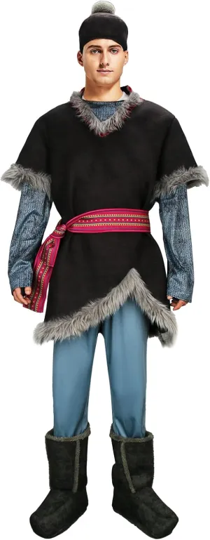 MORROWIND 5 Pieces Mens Costume Medieval Tunic Top Pants Belt Hat Boot Covers Full Set Halloween Cosplay Outfit Suit