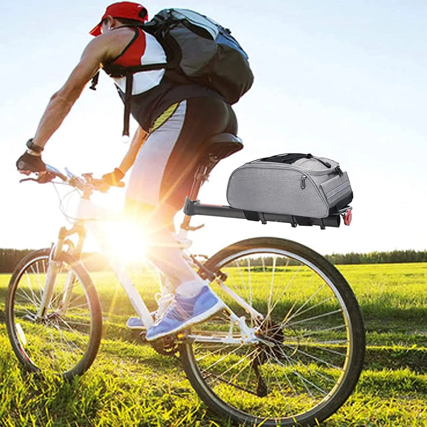 MOSISO Bike Rack Bag, Waterproof Bicycle Trunk Pannier Rear Seat Pouch Cycling Bike Carrier Backseat Storage Luggage Saddle Shoulder Bag