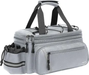 MOSISO Bike Rack Bag with Rain Cover, Bike Trunk Cooler Handag Insulated Bicycle Rear Seat Pouch with 2 Side Foldable Panniers, 8L Cycling Backseat Storage Cargo Saddle Shoulder Bag, Gray
