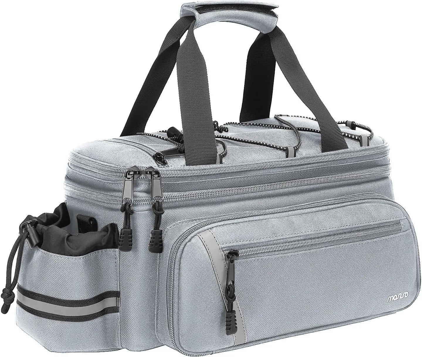 MOSISO Bike Rack Bag with Rain Cover, Bike Trunk Cooler Handag Insulated Bicycle Rear Seat Pouch with 2 Side Foldable Panniers, 8L Cycling Backseat Storage Cargo Saddle Shoulder Bag, Gray